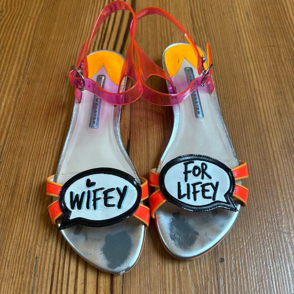 Sofia Webster silver pink Wifey for Lifey heeled sandal SIZE 7 - Picture 1 of 6